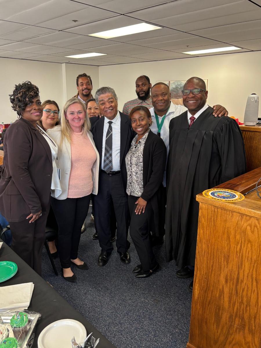 SEED case manager and court coordinator Angela Belton-Frison; Cook County Assistant Public Defender Alexandria Santistevan; Assistant State’s Attorney Katherine O’Malley, Assistant State’s Attorney Jamal Jackson, Social Service representative Isabelle Chen, Chief Judge Timothy C. Evans; Official Court Reporter Kirstie Anderson; Social Service caseworker Oladotun Afolayan; Heartland Institute Program Director Karlos Lloyd, Judge Daryl J. Jones